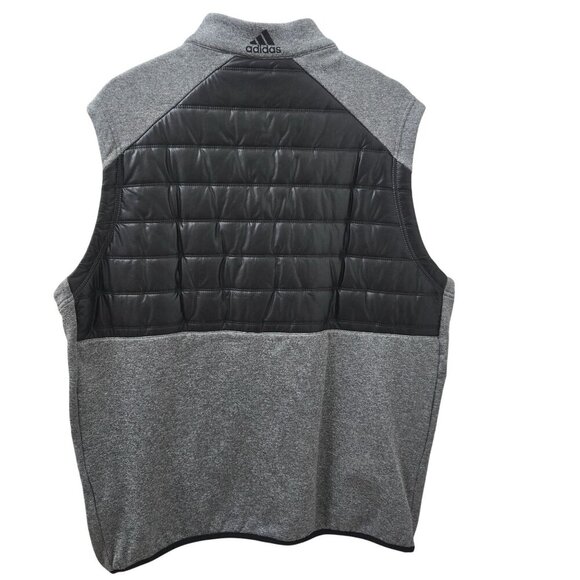 ADIDAS golf 1/2 Zip Puffer Vest Mens Large Two Tone Black Gray Quilted outdoor - Picture 2 of 11